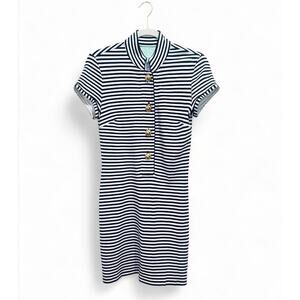 STS Sail To Sable Womens Striped Button Down Polo Dress Blue Size Extra Small